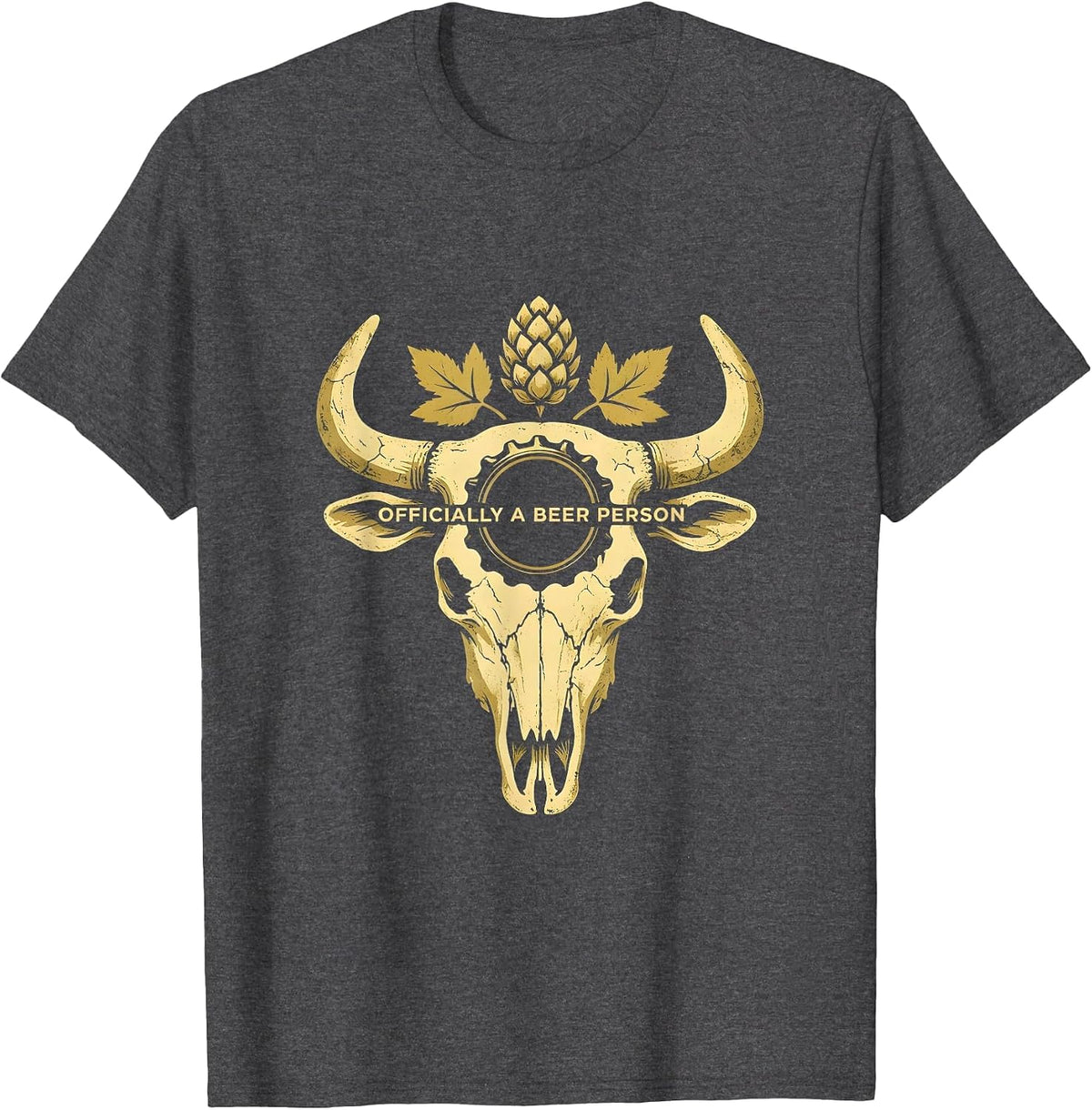 Officially a Beer Person Funny Drinking Design T-Shirt - Dark Heather Grey