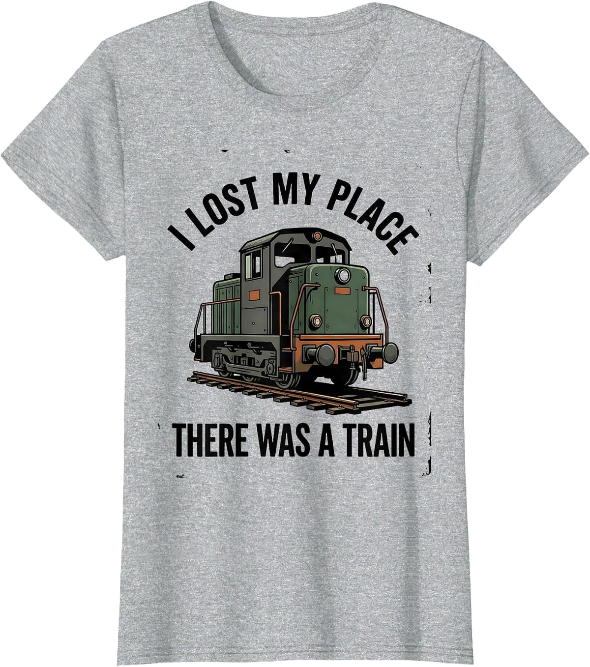 Women's I Lost My Place, There Was A Train Vintage Train Enthusiast T-Shirt - Heather Grey