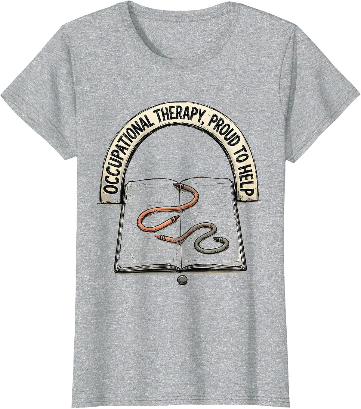 Occupational Therapy Proud To Help Hand-Sketched OT Month T-Shirt - Heather Grey