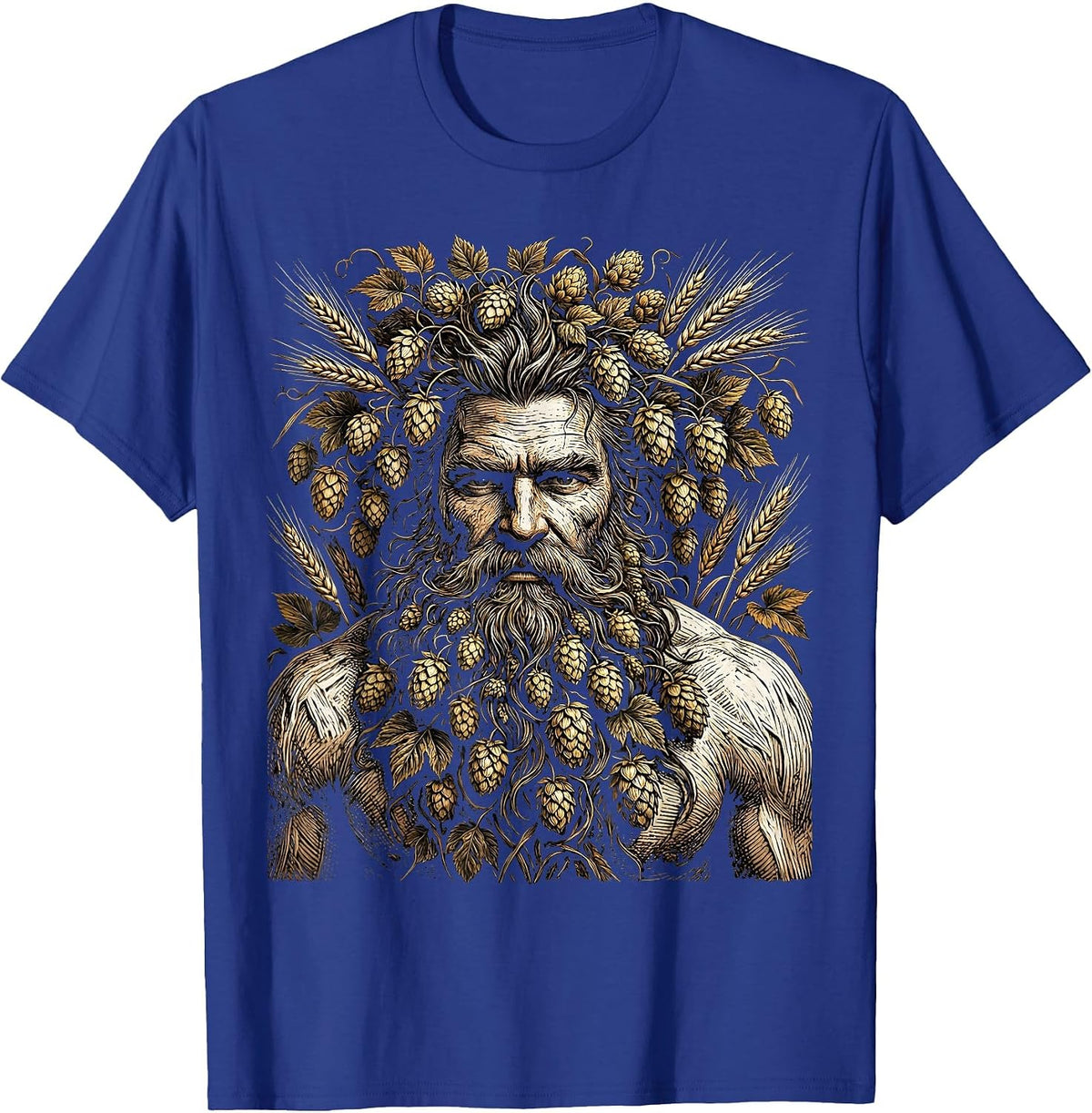 Men's Wild Beard Beer Lover Hops and Barley Graphic T-Shirt - Royal Blue
