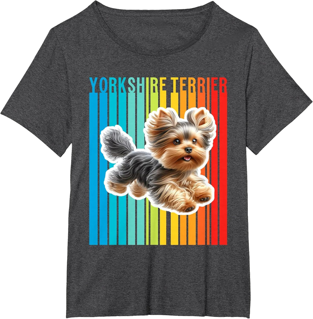 Colourful Yorkshire Terrier T-Shirt - Dark Heather Grey