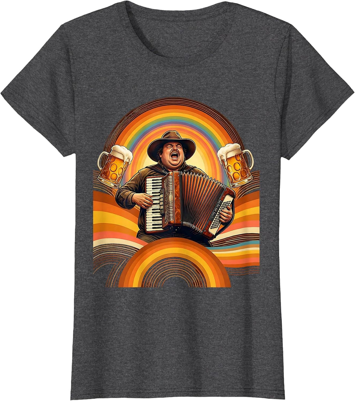 Women's Accordion Player Beer Stein Prost Celebration T-Shirt - Dark Heather Grey