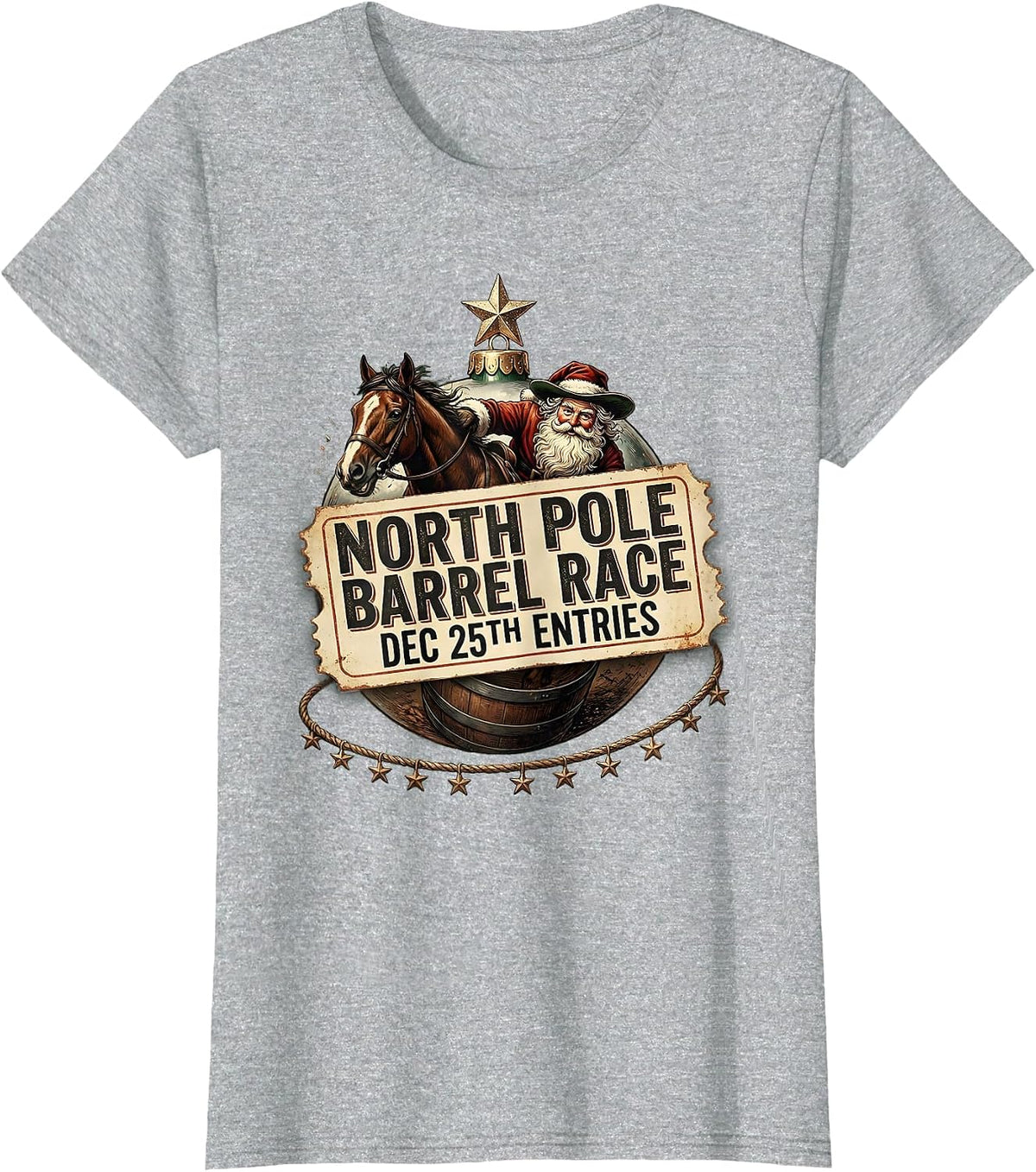 North Pole Barrel Race Dec 25th Entries Vintage T-Shirt - Heather Grey