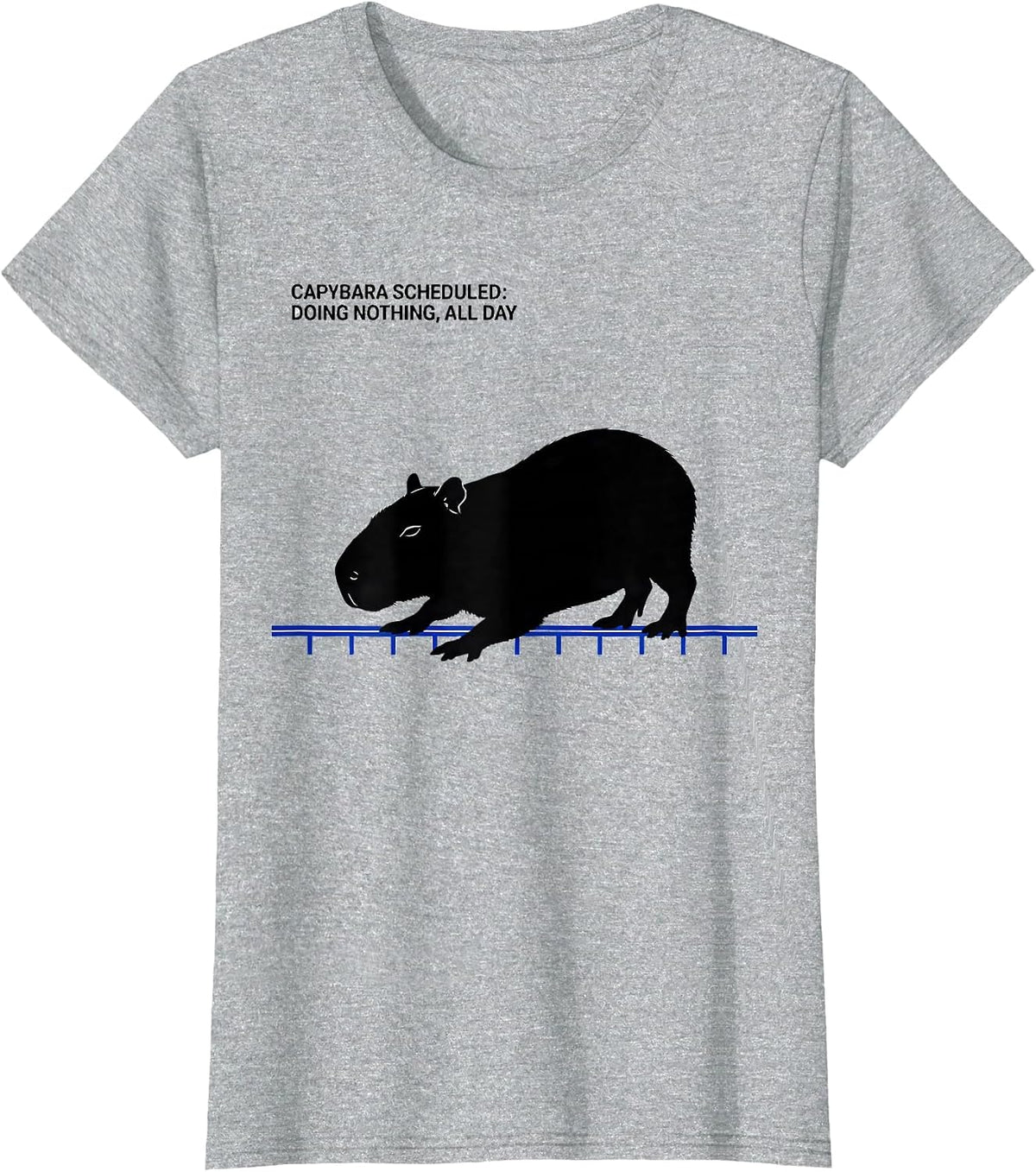Capybara Scheduled: Doing Nothing, All Day Funny T-Shirt - Heather Grey