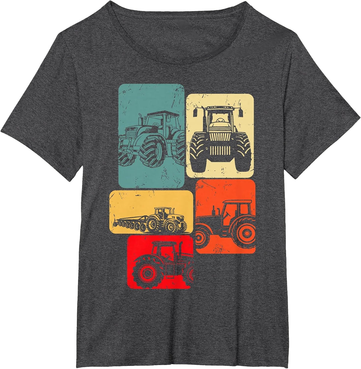 Tractors Farm Kids Boys T-Shirt Tee for Toddler Boys and Girls Tractor Shirts - Dark Heather Grey