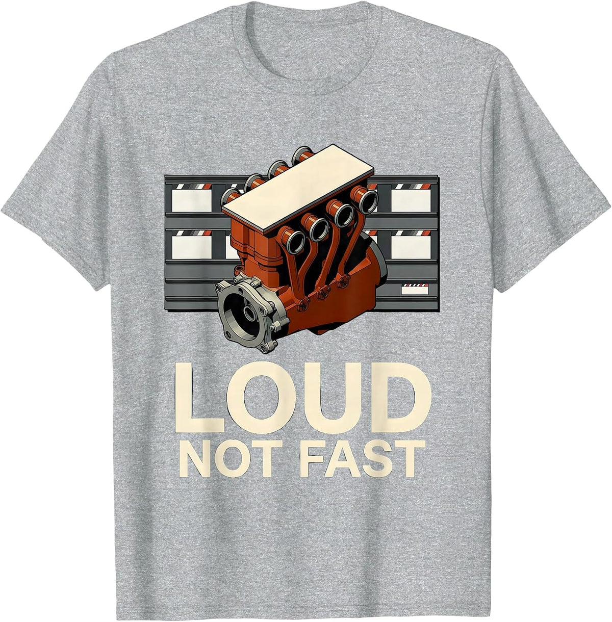 Men's Loud, Not Fast Vintage Retro Muscle Car Drag Racing T-Shirt - Heather Grey