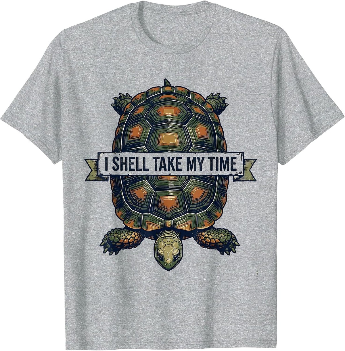 Men's I Shell Take My Time Vintage Tortoise Lover Humor T-Shirt - Heather Grey