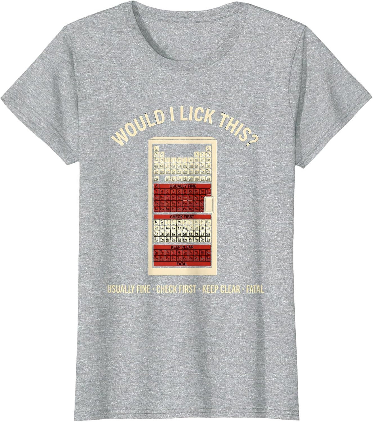 Would I Lick This Funny Periodic Table Science Teacher Gift T-Shirt - Heather Grey