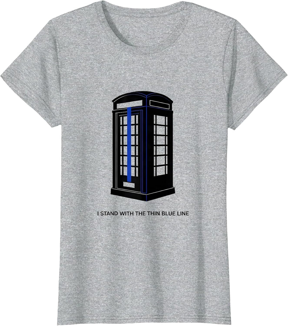 I Stand With The Thin Blue Line Vintage Police Support T-Shirt - Heather Grey