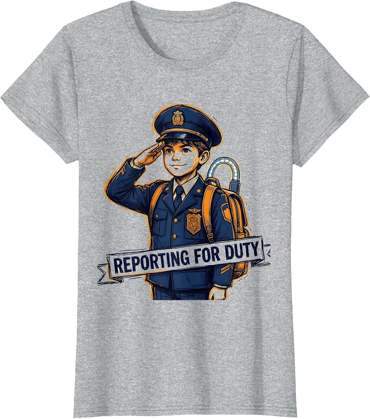 Reporting For Duty Future Police Officer Kids Birthday T-Shirt - Heather Grey