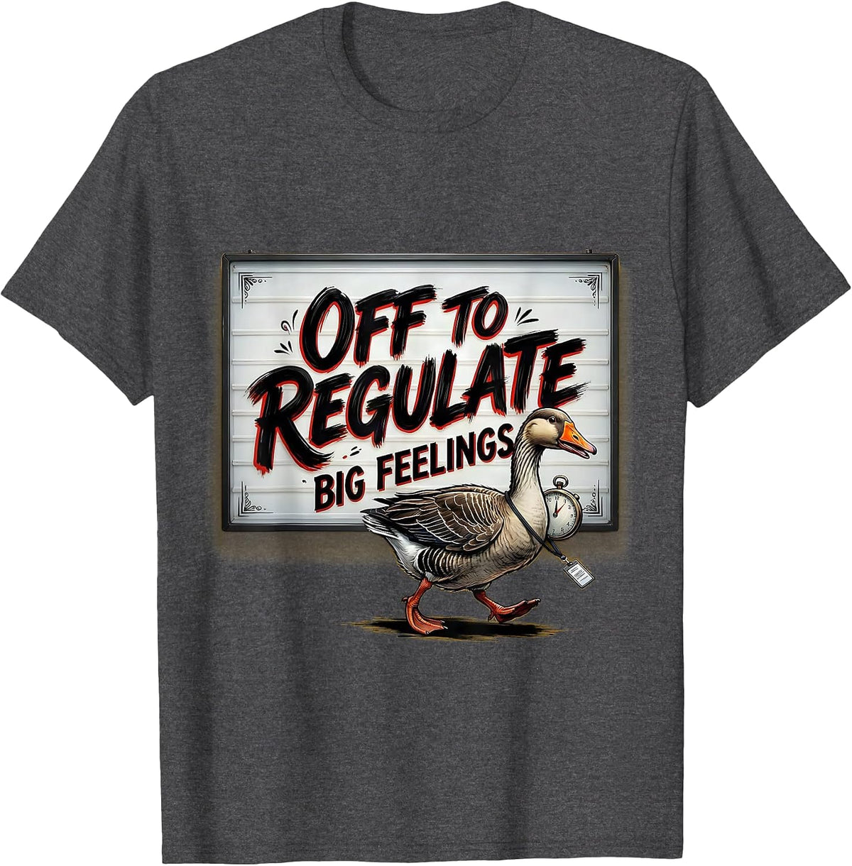 Men's Off To Regulate Big Feelings Funny Mental Health Counselor T-Shirt - Dark Heather Grey
