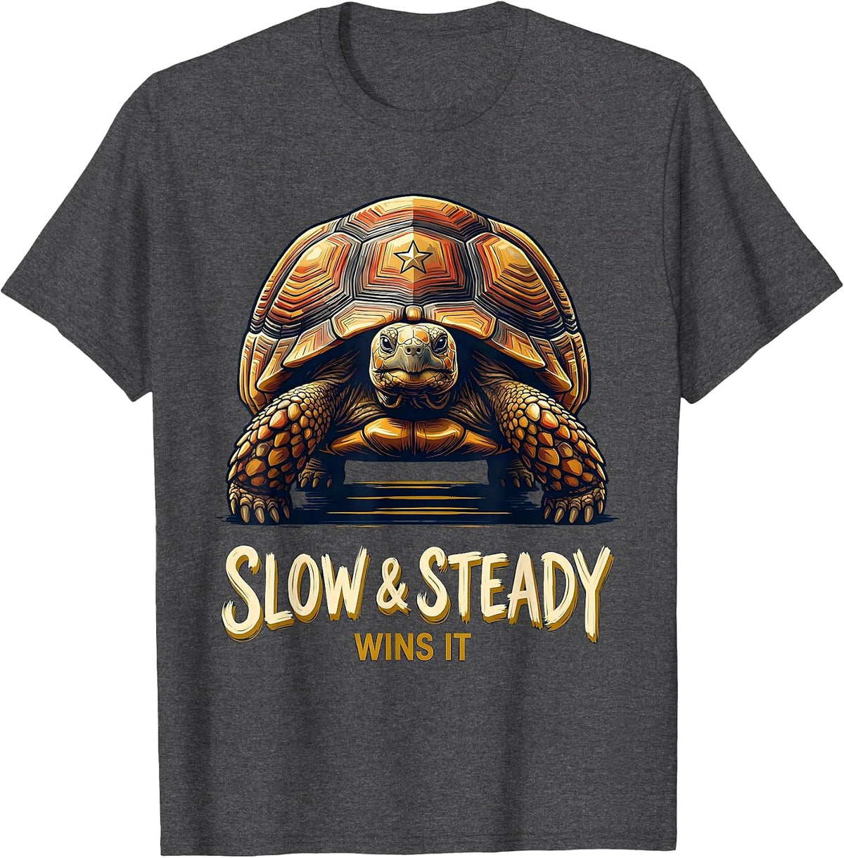 Men's Oversized Tortoise Funny Turtle Lover Novelty Humor T-Shirt - Dark Heather Grey