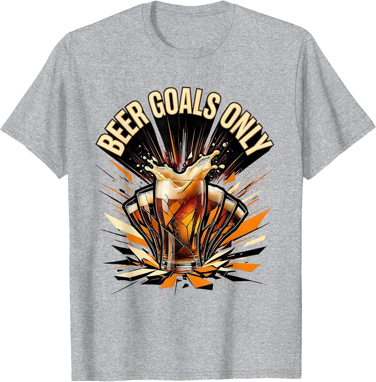 Men's Beer Goals Only Funny Drinking Design T-Shirt - Heather Grey
