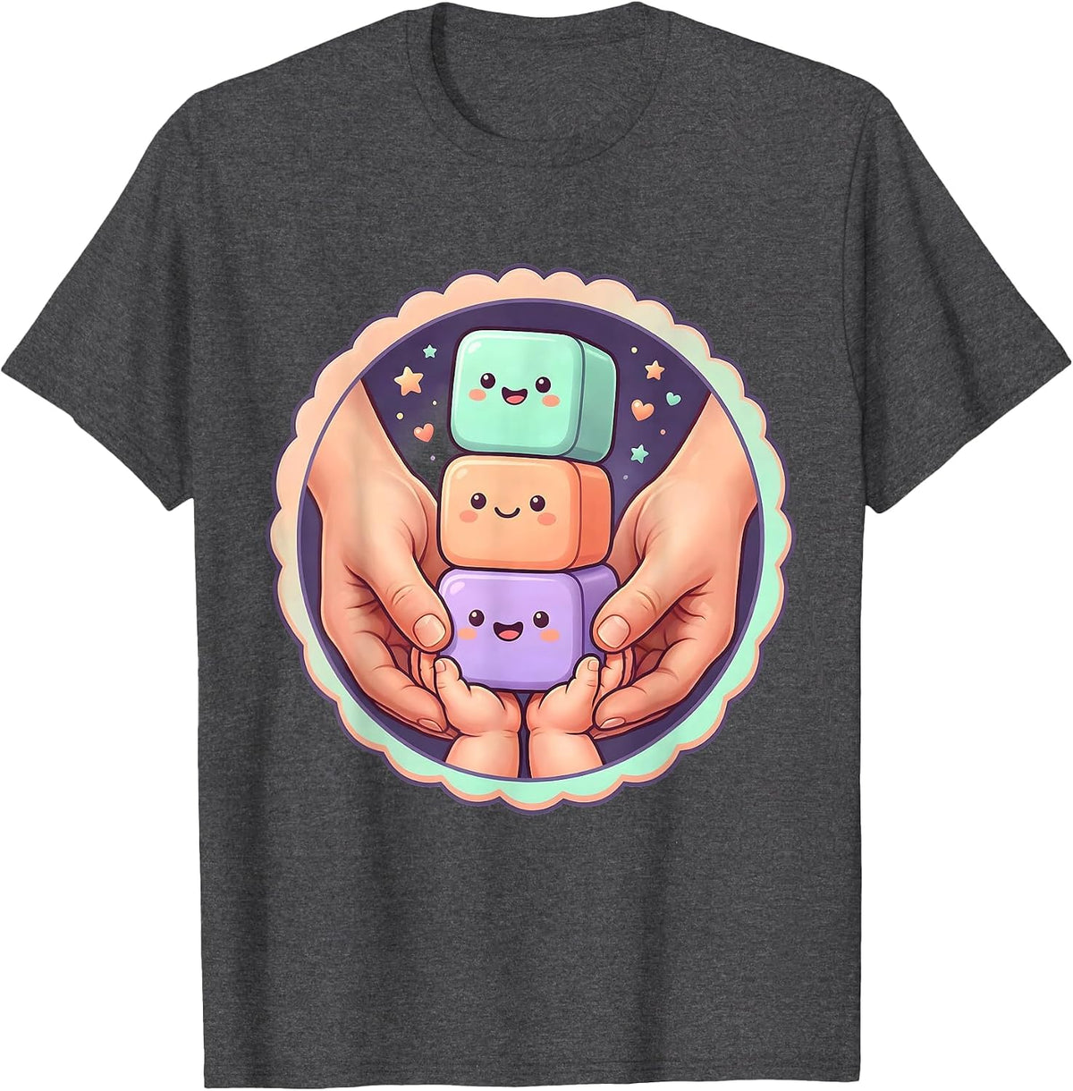 Occupational Therapy Hands Guiding Child Block Stacking T-Shirt - Dark Heather Grey