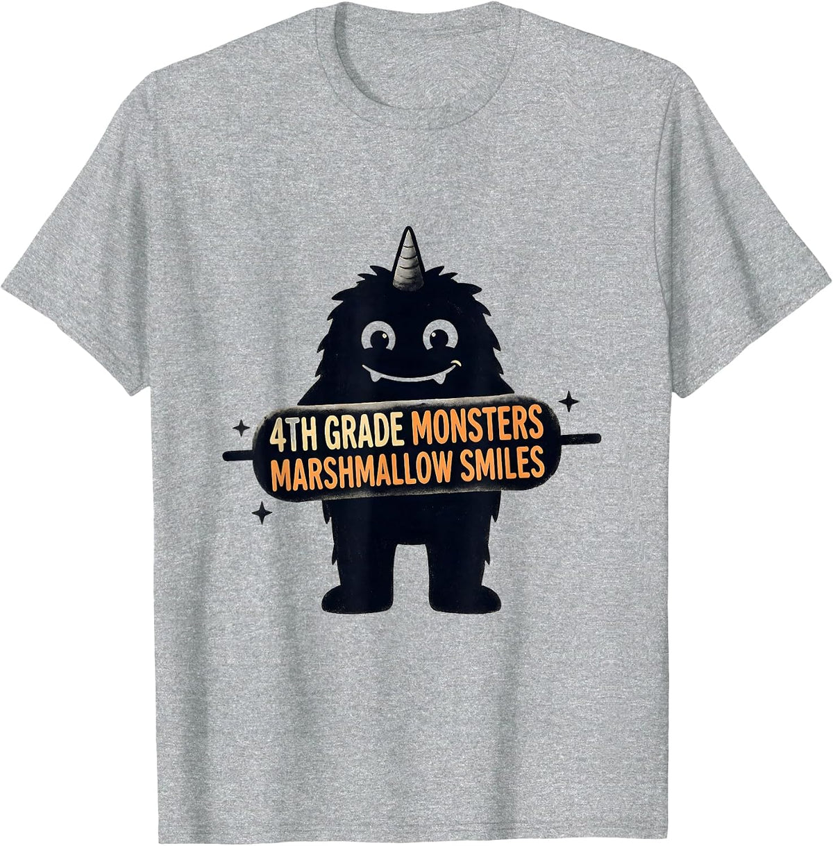 Men's 4th Grade Monsters Marshmallow Smiles Funny Teacher T-Shirt - Heather Grey
