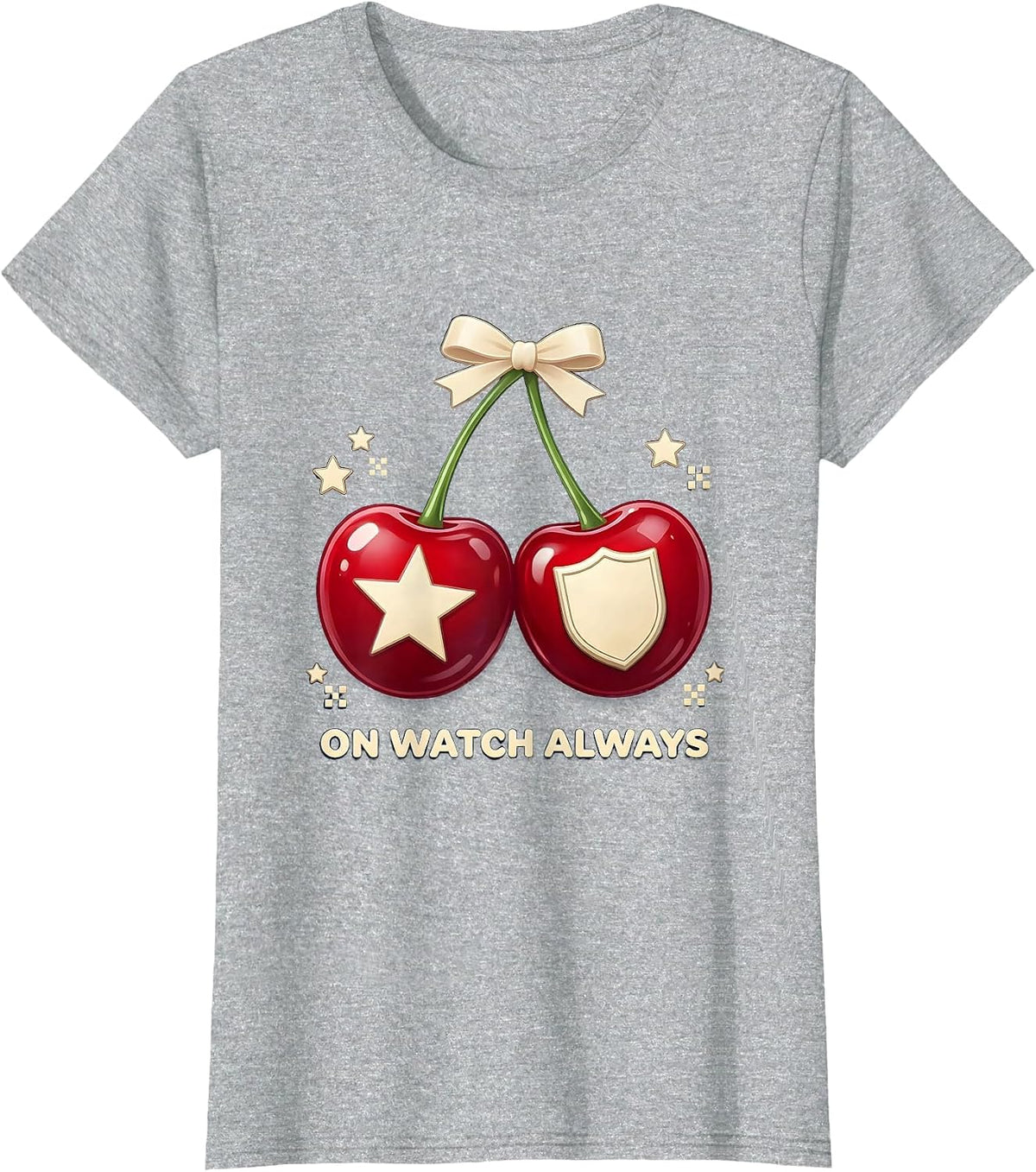 On Watch Always Police Duty Design T-Shirt - Heather Grey