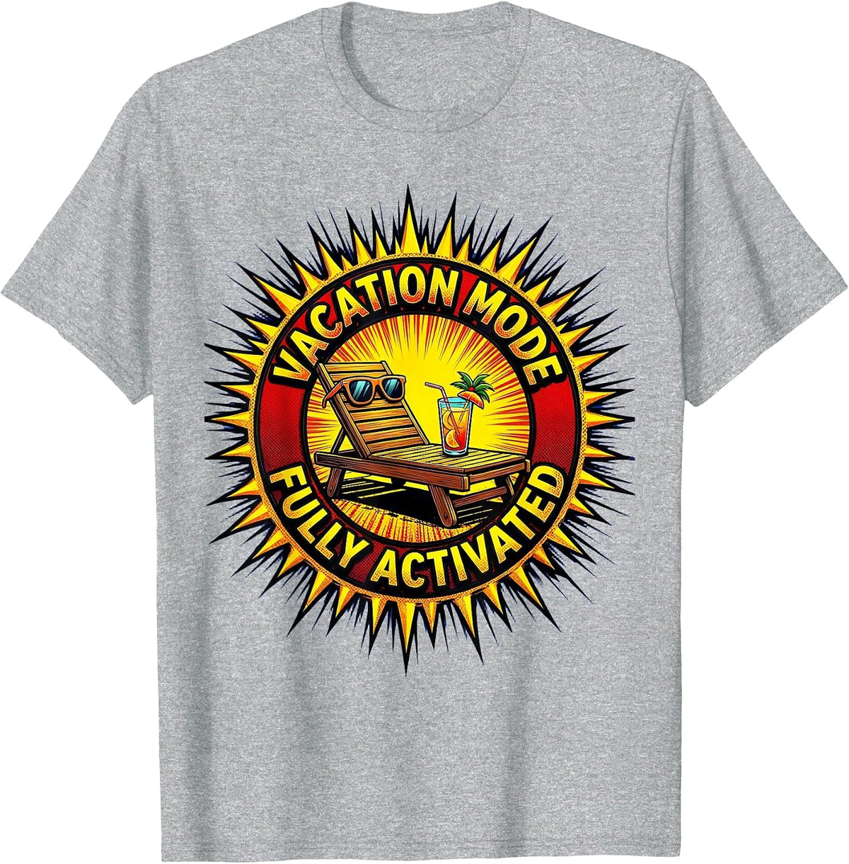 Men's Vacation Mode Fully Activated Labor Day Design T-Shirt - Heather Grey
