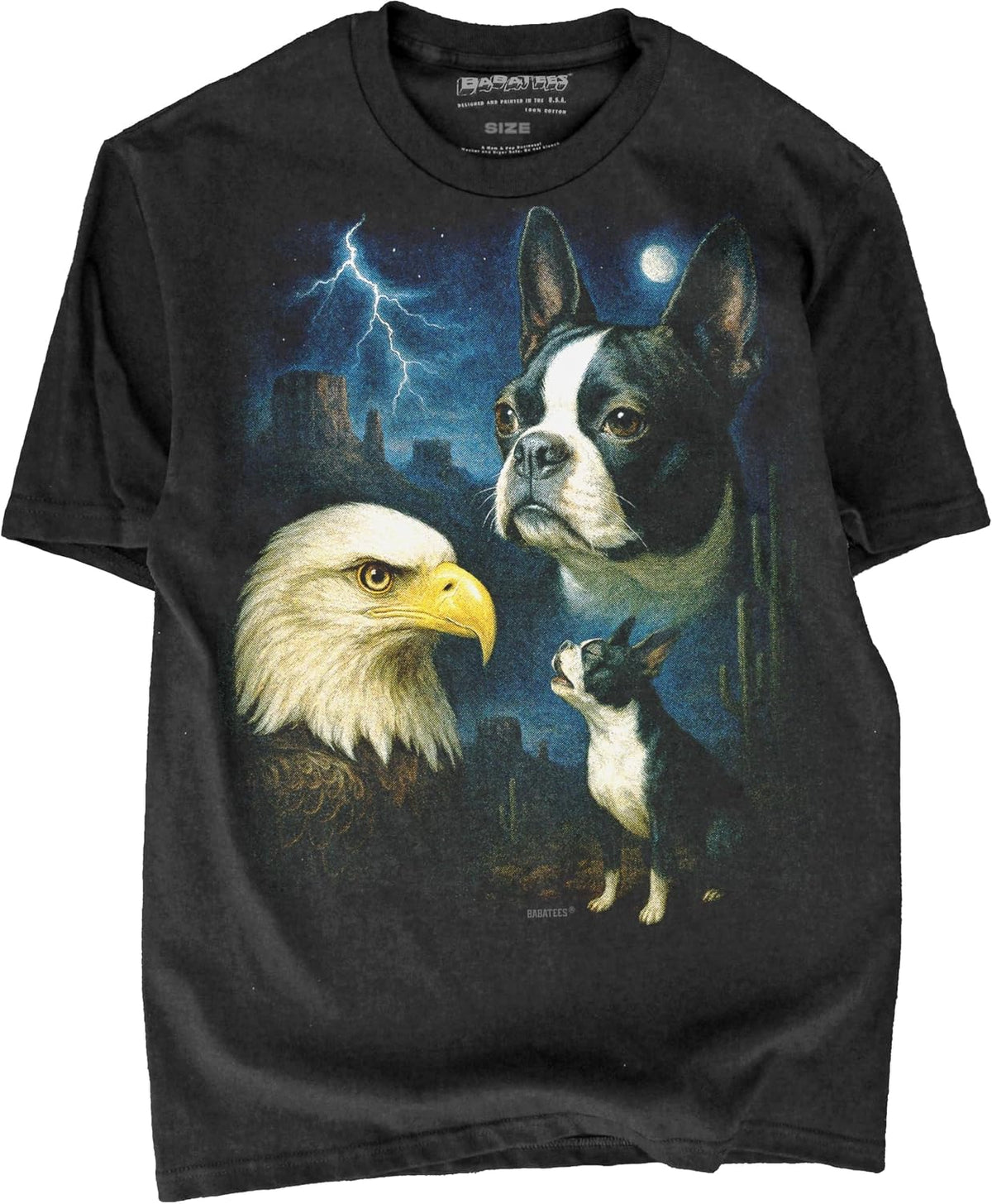 Majestic Dog Artwork Premium Black T-Shirt for Men & Women - Boston Terrier