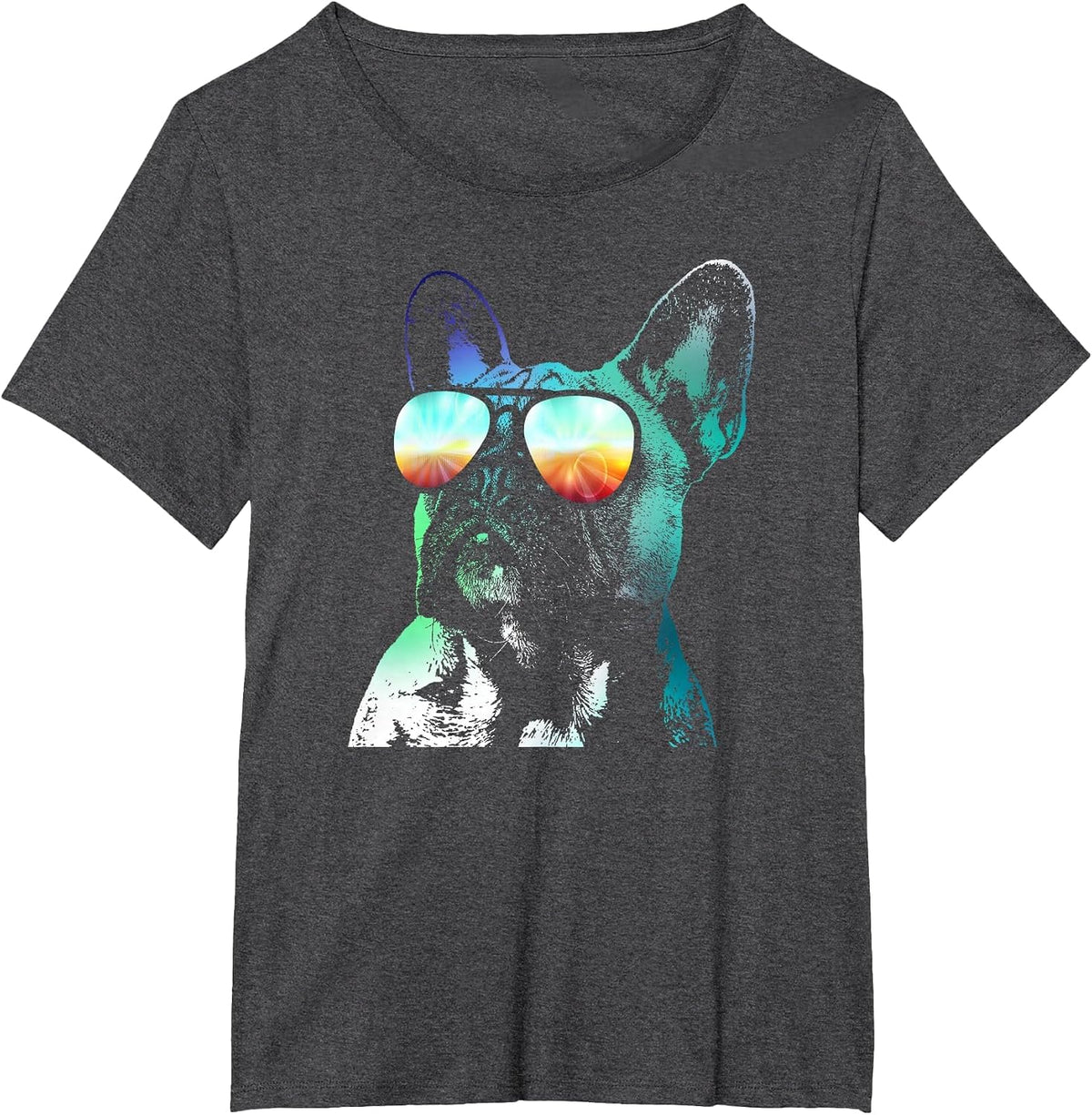 French Bulldog Neon Dog Shirt T-Shirt - Dark Heather Grey