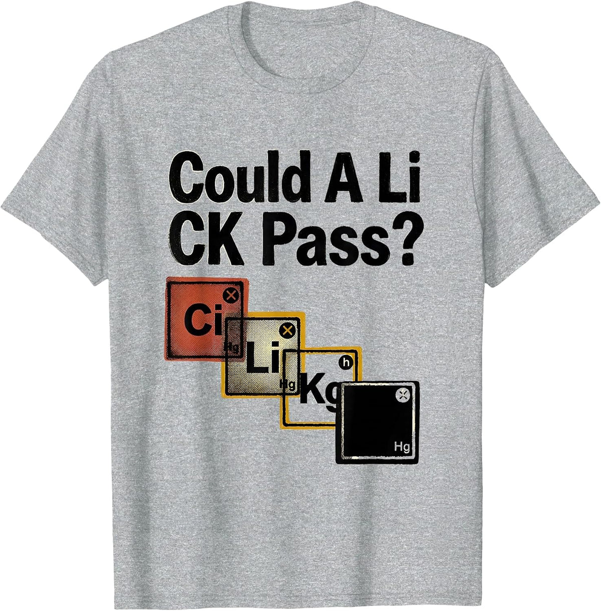 Men's Could A Li C K Pass Funny Periodic Table Science Teacher T-Shirt - Heather Grey