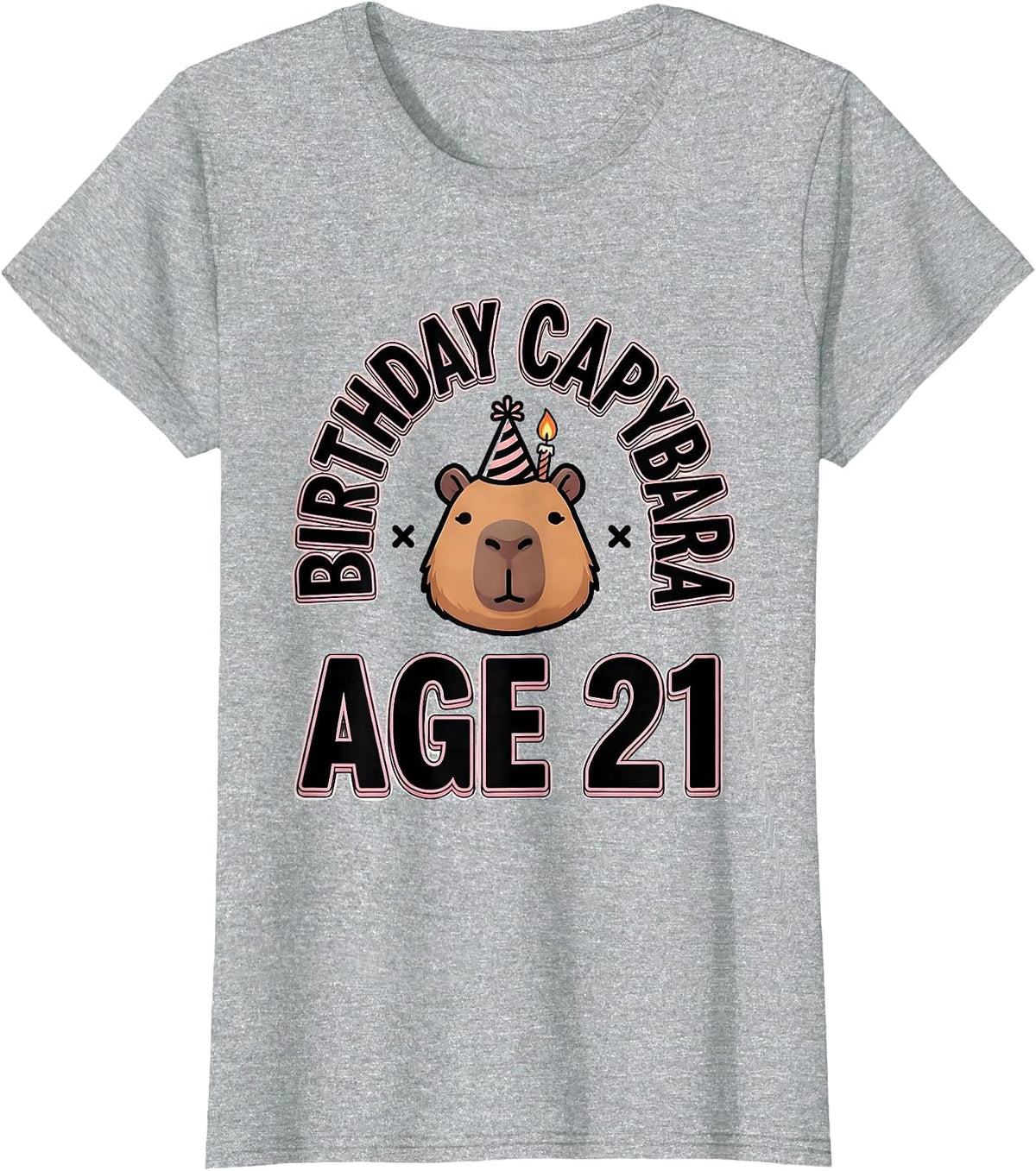 Birthday Capybara Age 21 Kawaii Pun Birthday Gift T-Shirt - Heather Grey
