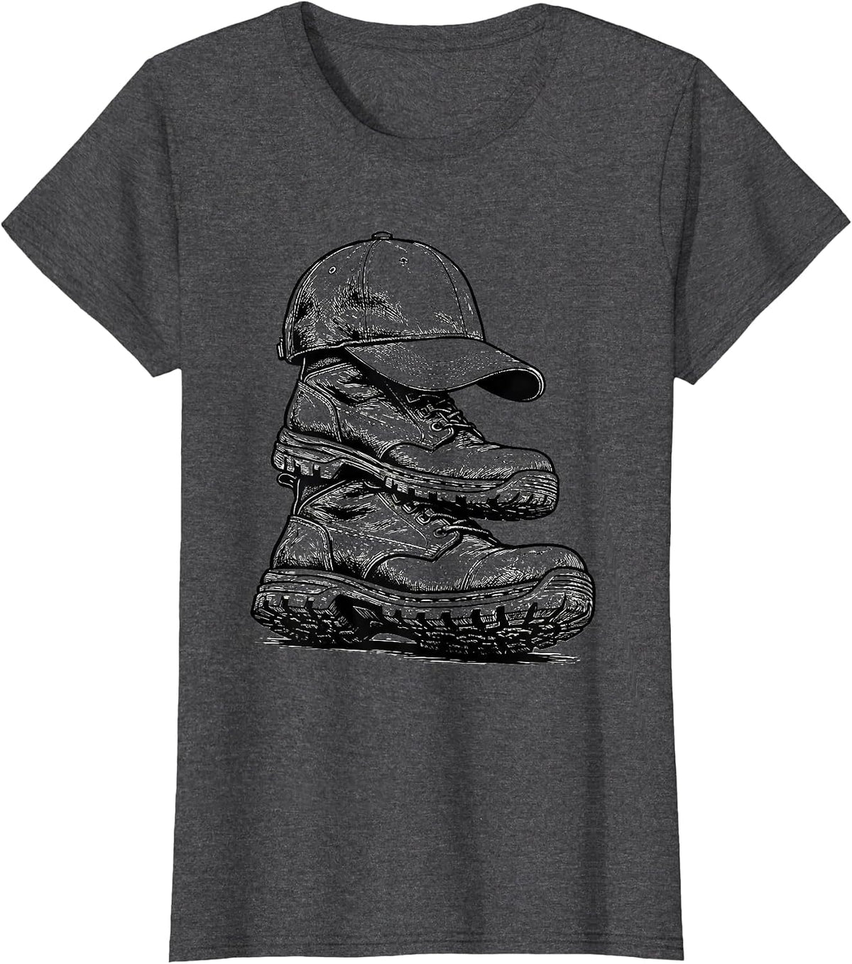 Women's Patrol Cap Duty Boots Police Identity T-Shirt - Dark Heather Grey