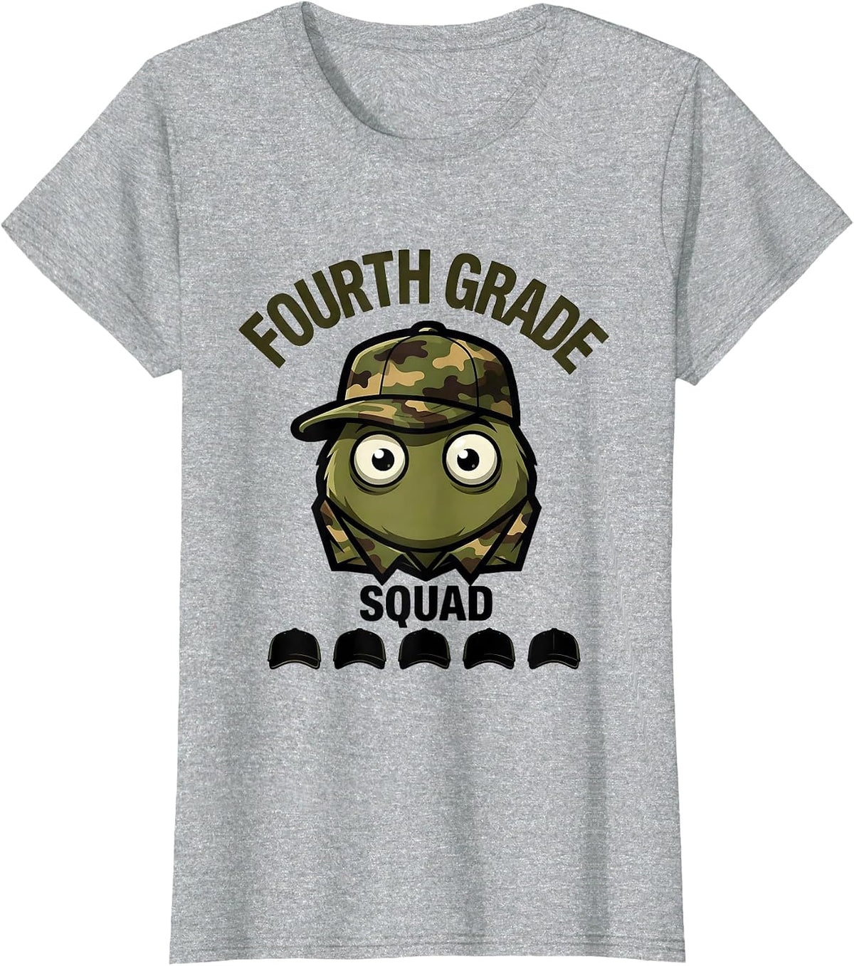 Women's Fourth Grade Squad Camo Back To School Boys Teacher T-Shirt - Heather Grey