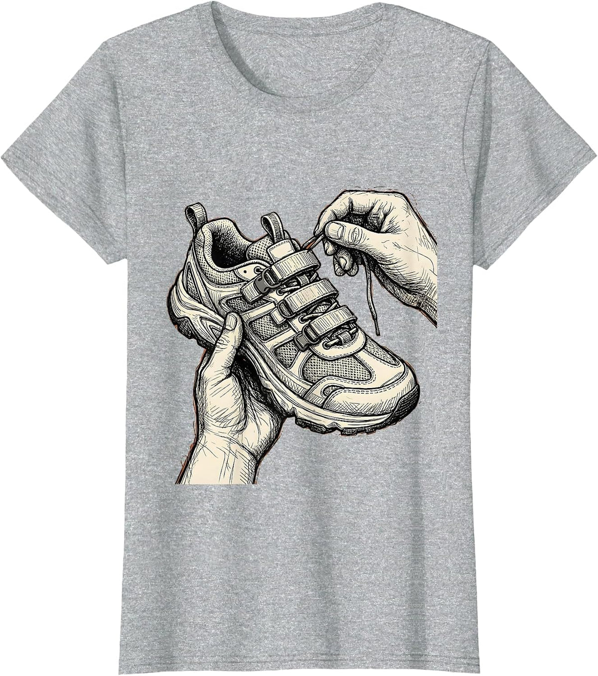 Women's Occupational Therapy Adaptive Shoe Lacing Graphic T-Shirt - Heather Grey