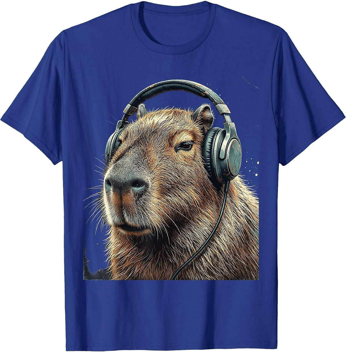 Men's Capybara Gamer Distressed Meme Humor T-Shirt - Royal Blue