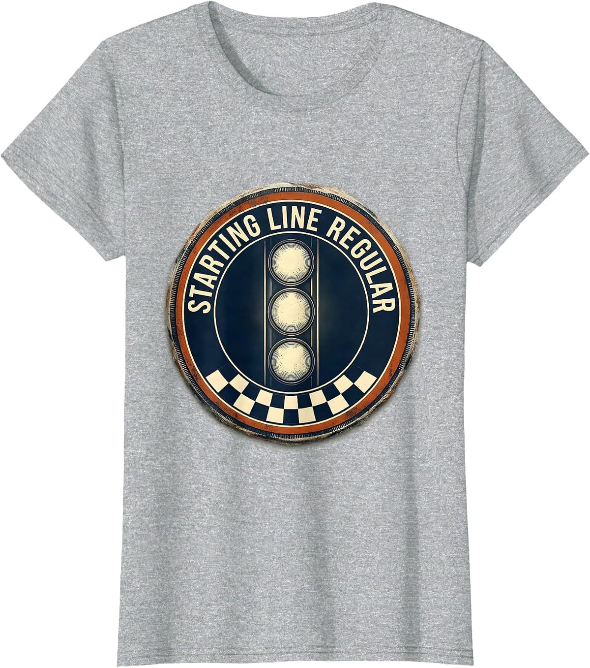 Starting Line Regular Vintage Racing Fan American Flag T-Shirt - Heather Grey