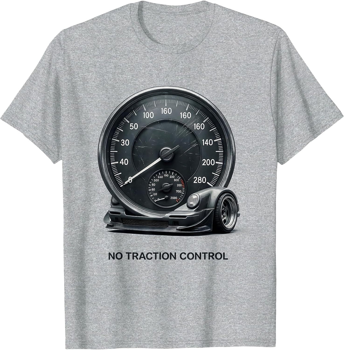 Men's No Traction Control Retro JDM Drift Car Tuner Nostalgia T-Shirt - Heather Grey