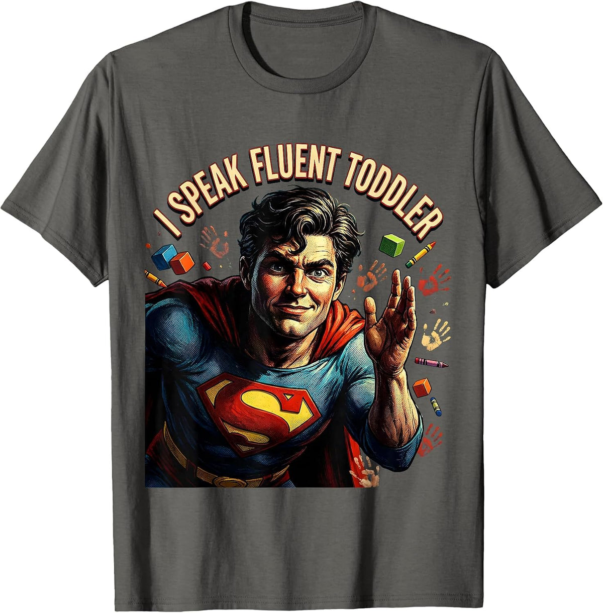 Men's I Speak Fluent Toddler Preschool Teacher Design T-Shirt - Asphalt Grey