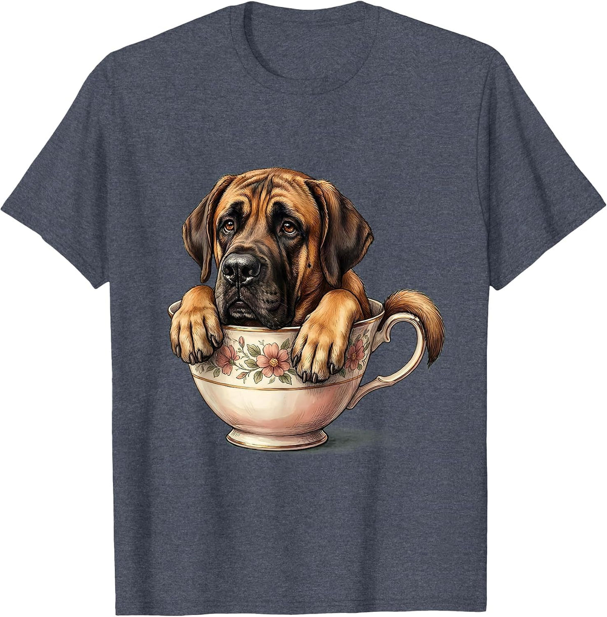 Great Dane In A Teacup Cute Dog Lover Gift T-Shirt - Heather Blue