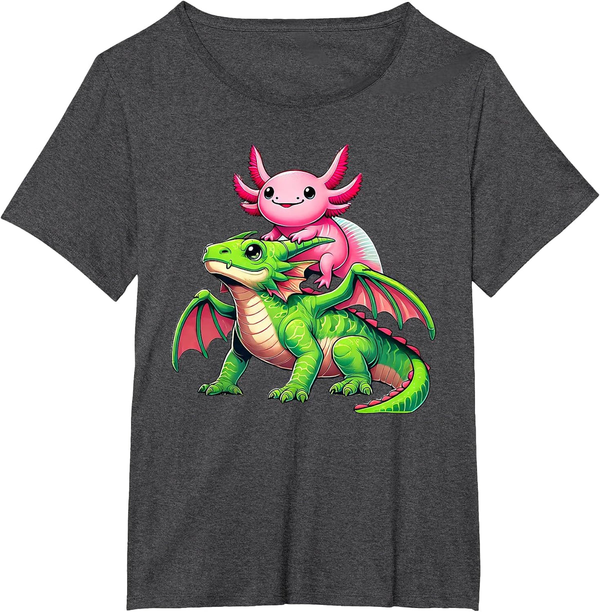 Anime Kawaii Axolotl Dragon T-Shirt - Dark Heather Grey