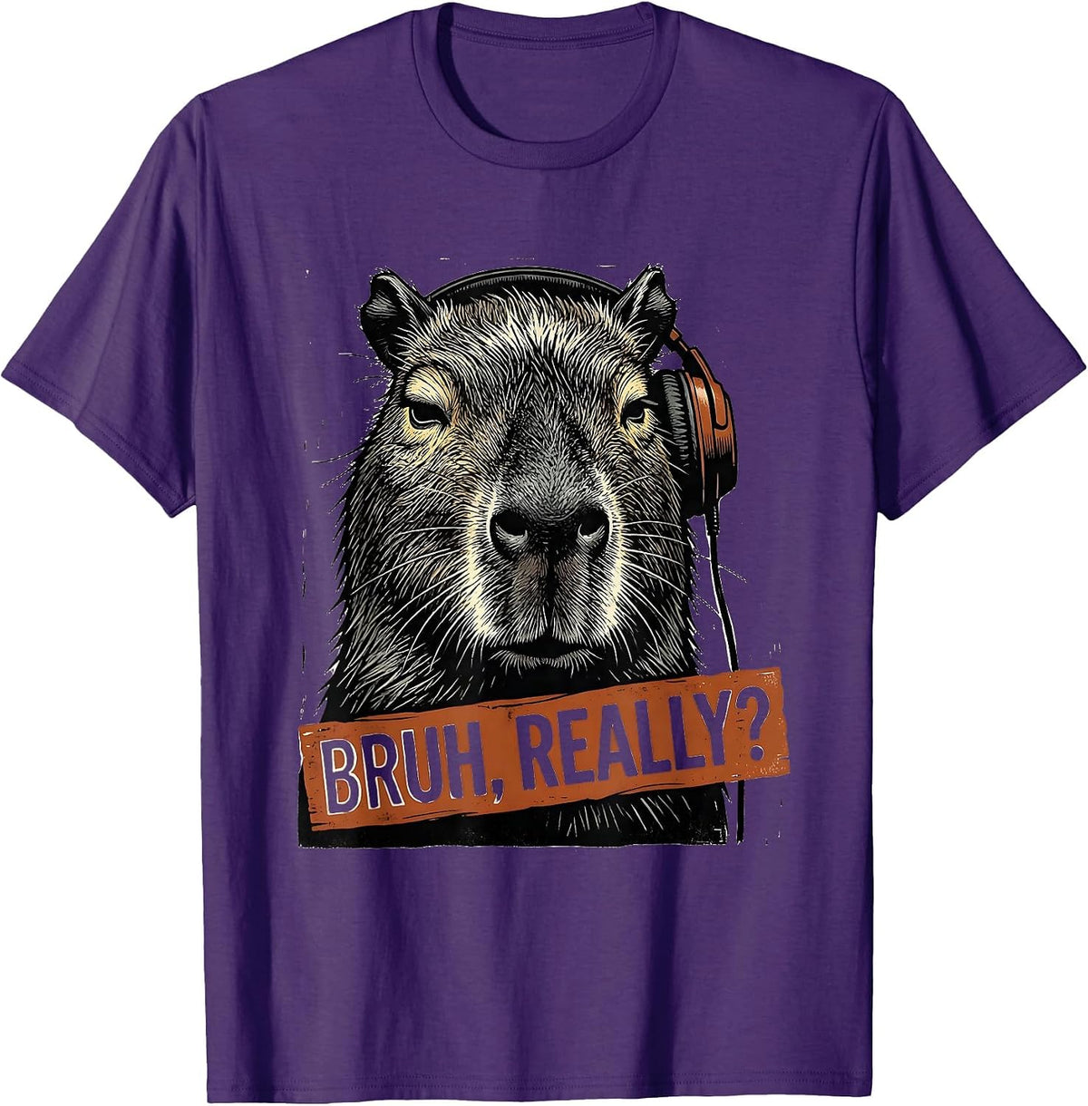 Bruh Really Funny Capybara Gamer Meme Humor T-Shirt - Purple