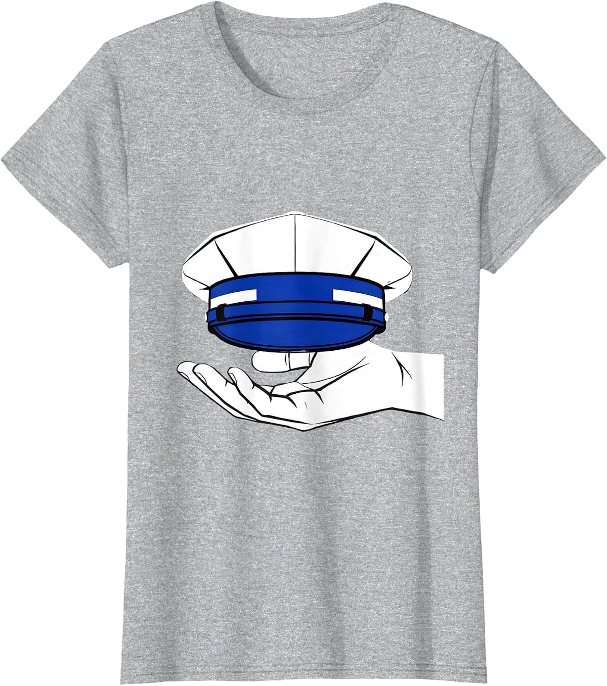 Police Patrol Cap Thin Blue Line Support Tribute T-Shirt - Heather Grey