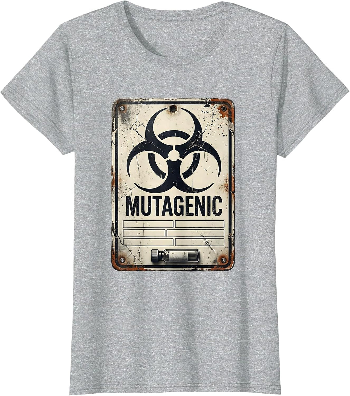 Women's Mutagenic Distressed Biohazard Science Teacher Lab Tech T-Shirt - Heather Grey