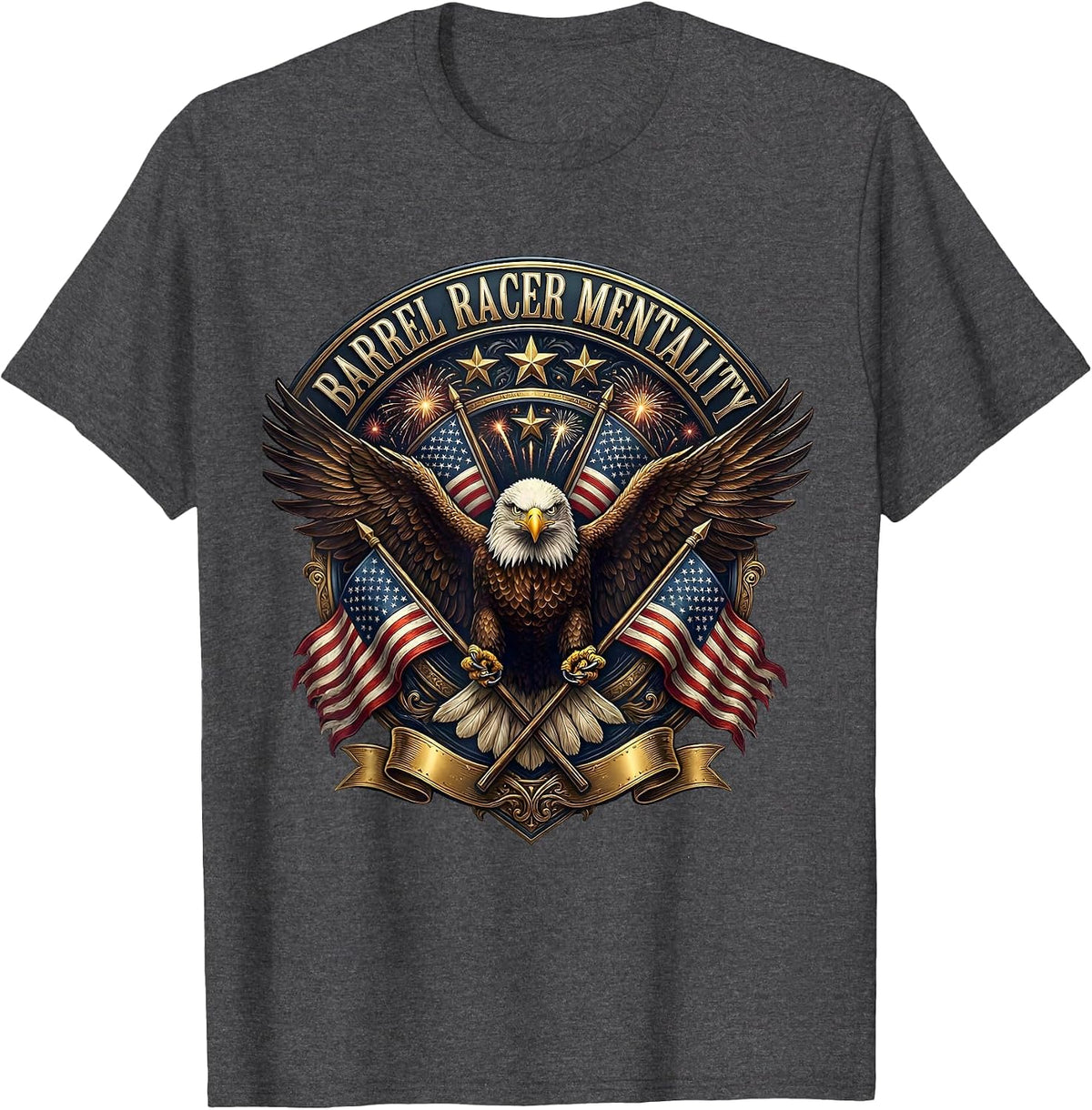 Men's Barrel Racer Mentality Cowboy Design T-Shirt - Dark Heather Grey