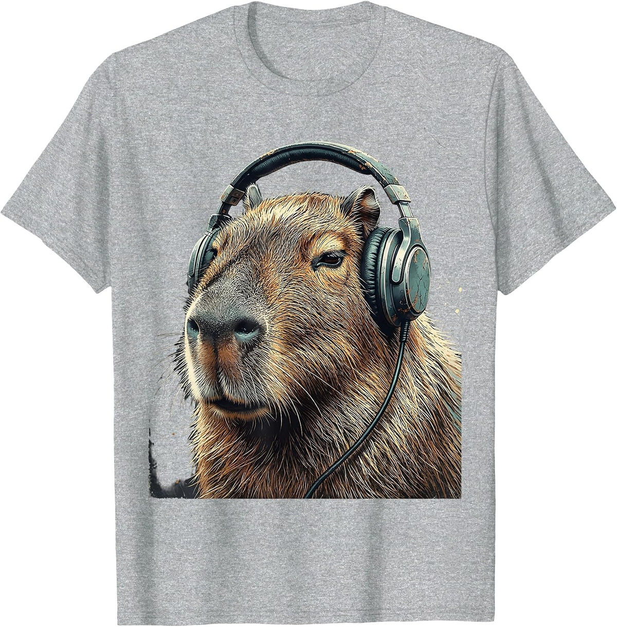 Men's Capybara Gamer Distressed Meme Humor T-Shirt - Heather Grey