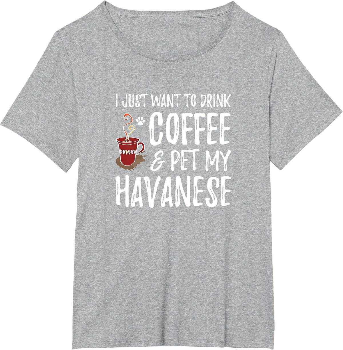Coffee and Havanese T-Shirt for Havanese Dog Mom T-Shirt - Heather Grey