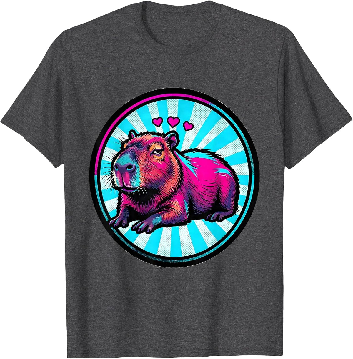 Men's Capybara Pop Art Meme Humor Funny Animal Fan T-Shirt - Dark Heather Grey
