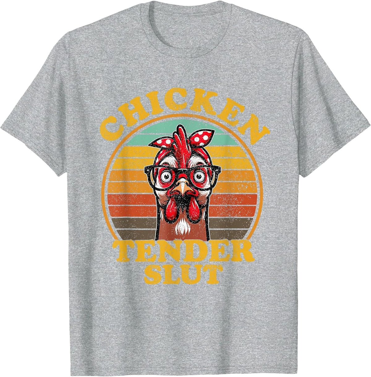Chicken Tender Slut Funny Chicken Lady with Glasses Retro T-Shirt - Heather Grey