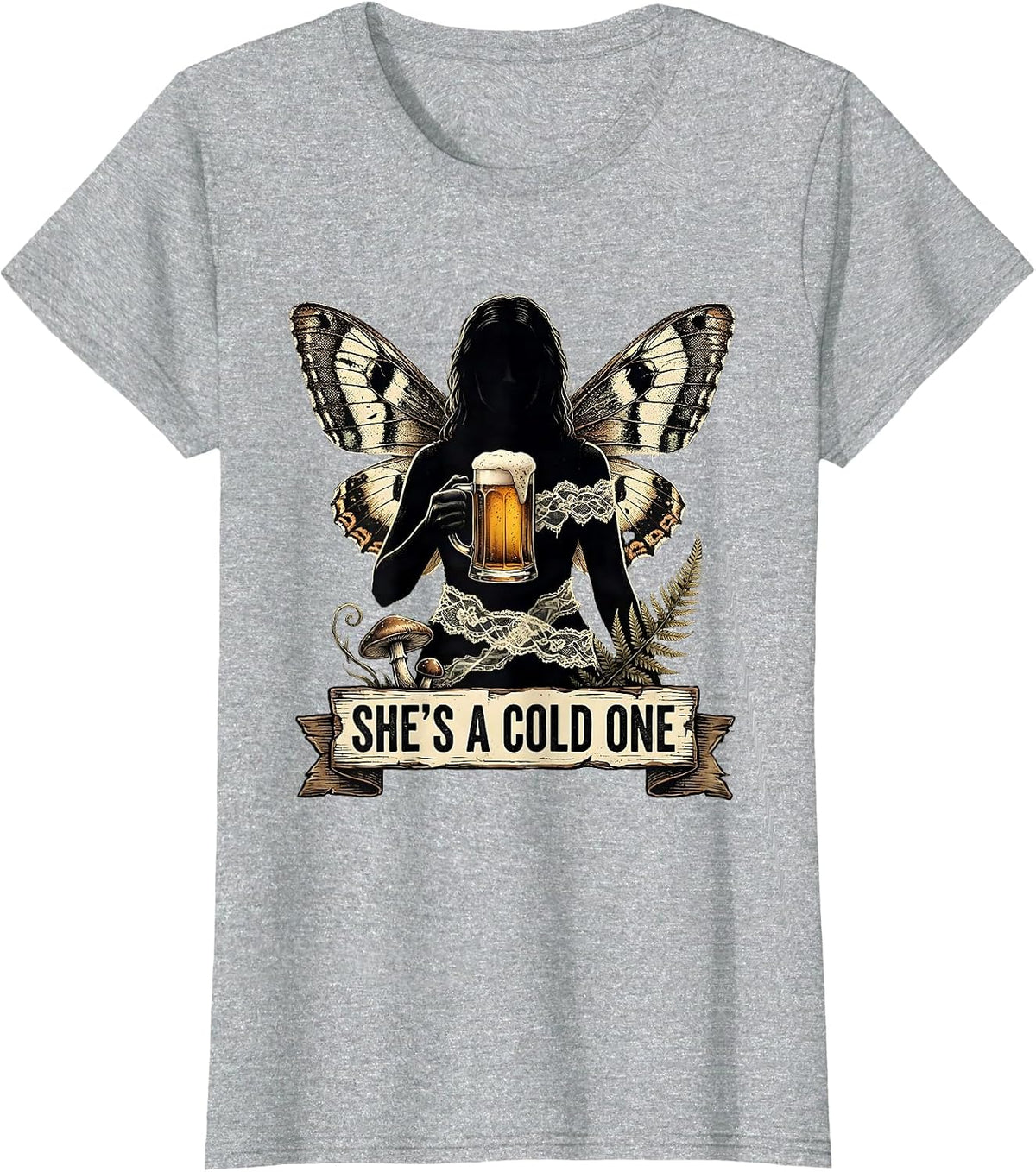 Women's She's a Cold One Beer Lover Graphic Design T-Shirt - Heather Grey