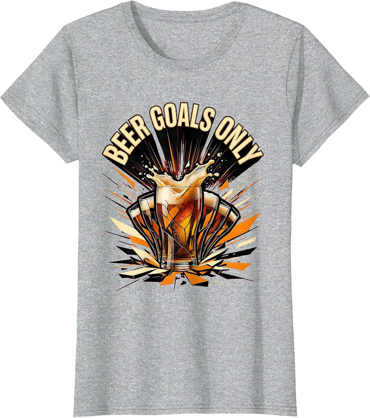 Women's Beer Goals Only Funny Drinking Design T-Shirt - Heather Grey