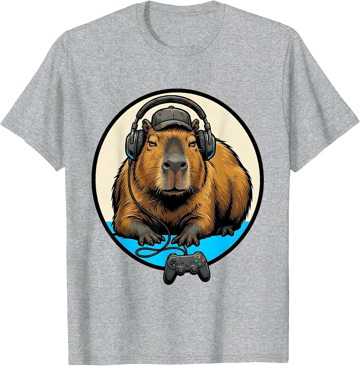 Men's Capybara Gamer Meme Humor Cartoon Funny Teen Gift T-Shirt - Heather Grey