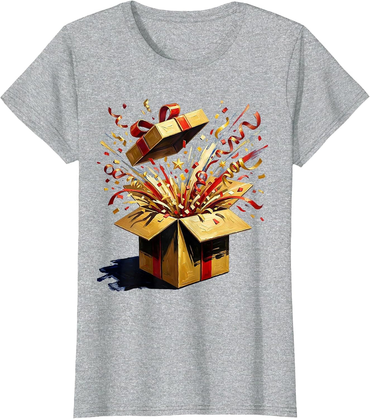 21st Birthday Confetti Gift Box Explosion T-Shirt - Heather Grey