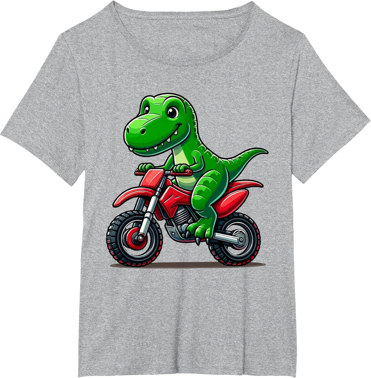 Dirt Bike & Motocross for Boys | Motorcycle Riding, Dinosaur T-Shirt - Heather Grey