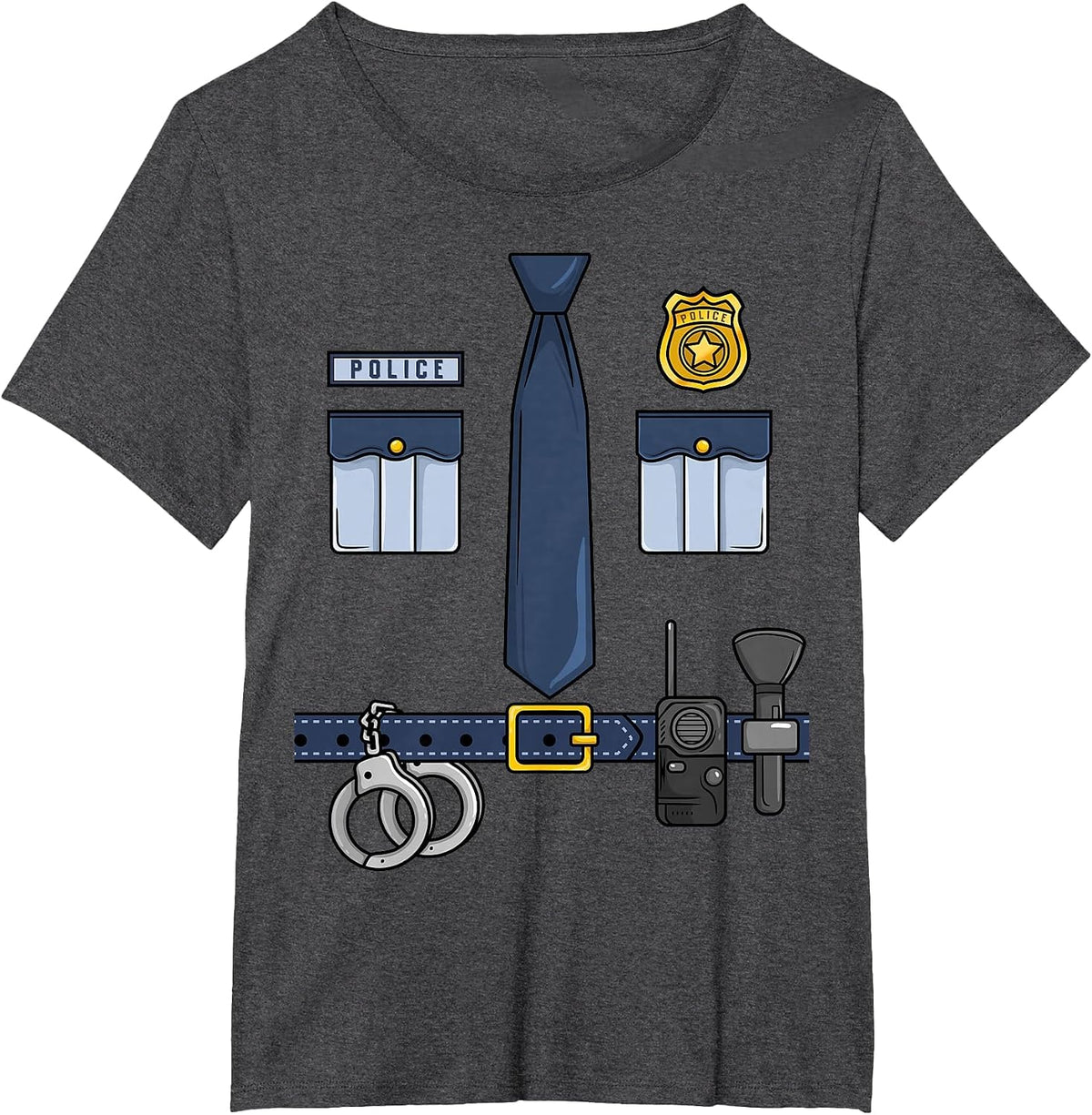 Halloween Policeman Costume Halloween Police Officer Costume T-Shirt - Dark Heather Grey