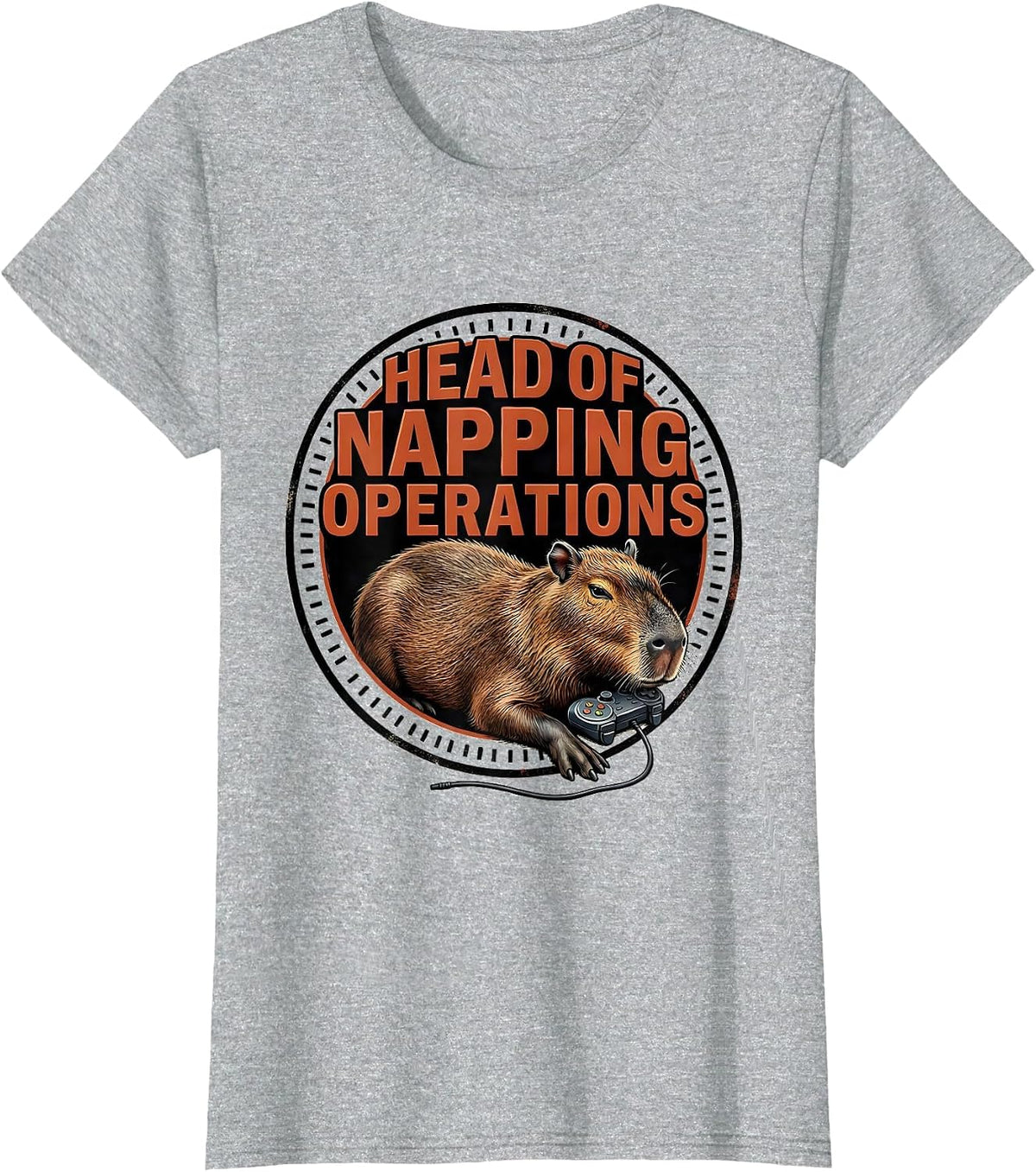Women's Head of Napping Operations Funny Capybara Gamer Meme Humor T-Shirt - Heather Grey
