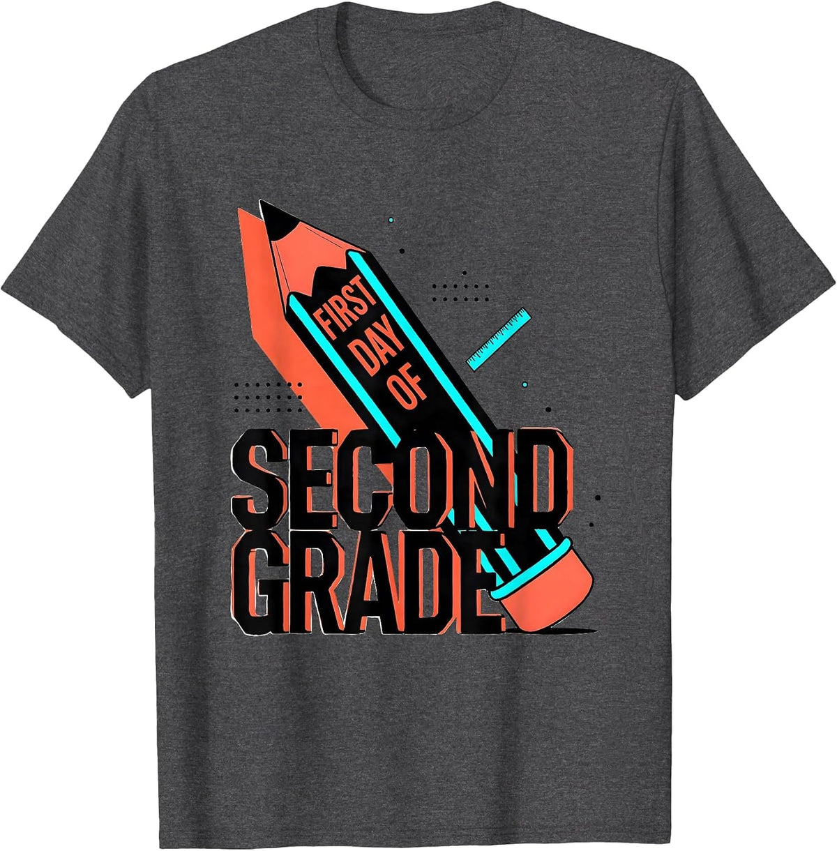 First Day Of Second Grade Retro Groovy Back To School T-Shirt - Dark Heather Grey